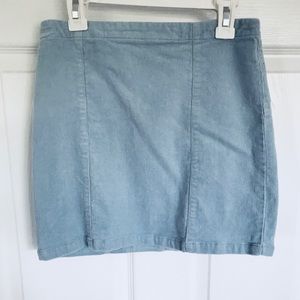 Sky Blue Corduroy Mini Skirt